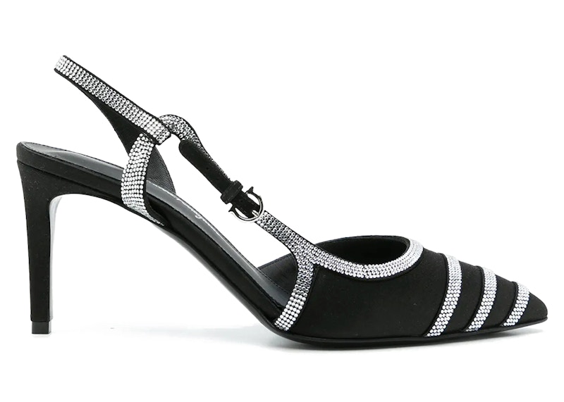 Ferragamo Rhinestone Sling-Back Pumps Zwart