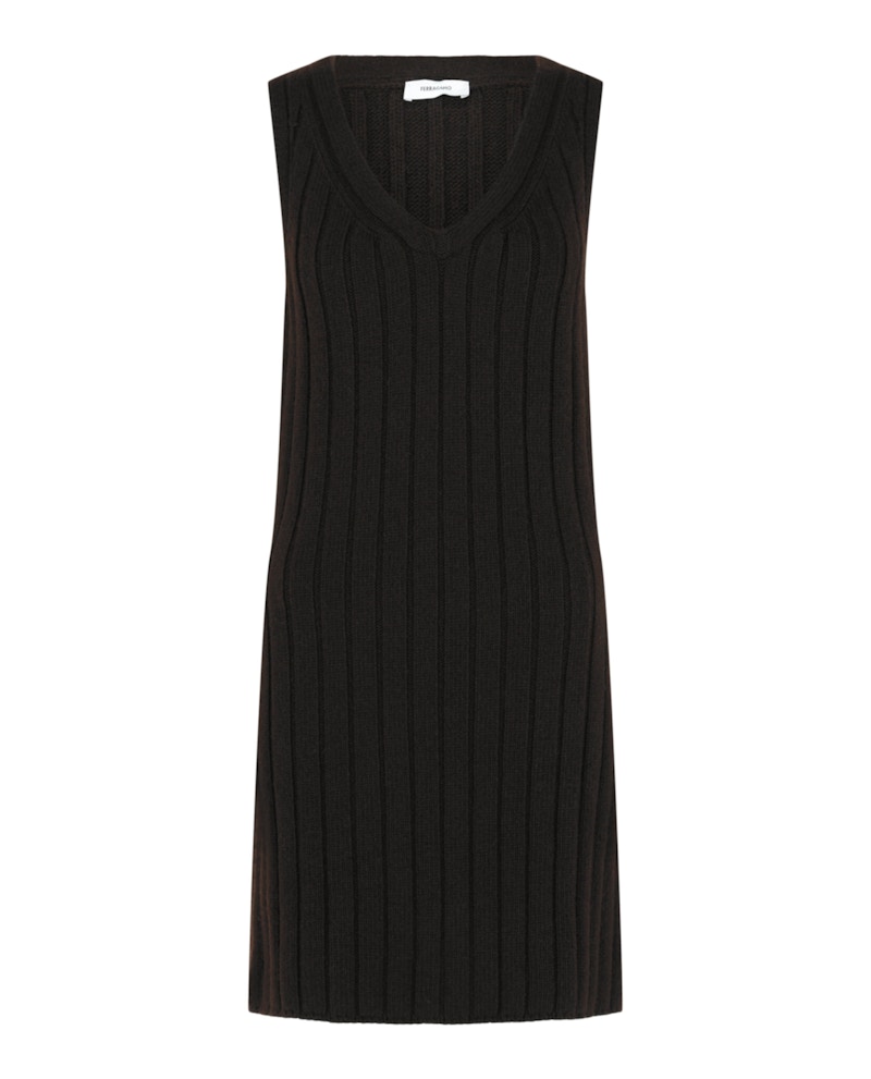 Ferragamo Ribbed Knit Dress Medium Bruin