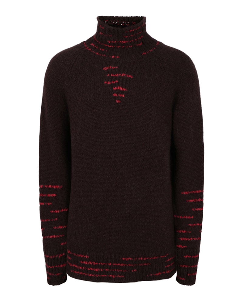 Ferragamo Ribbon Stitched Sweater Dark Bruin