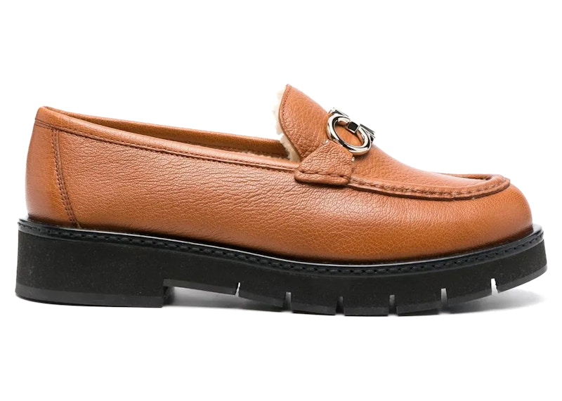 Ferragamo Rolo Shearling-Lined Loafers Bruin