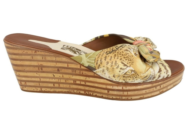 Ferragamo Seta 1994 Archive Limited Edition Wedges Multi Multicolor