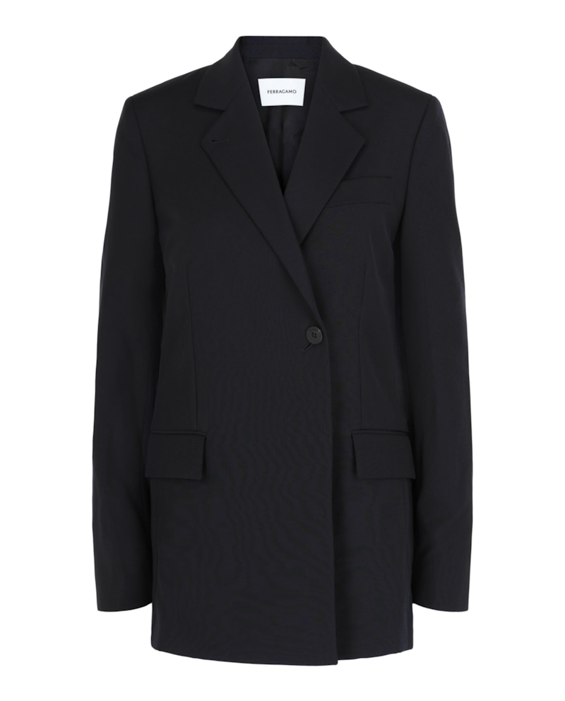 Ferragamo Single-Breasted Wool Blazer Blauw