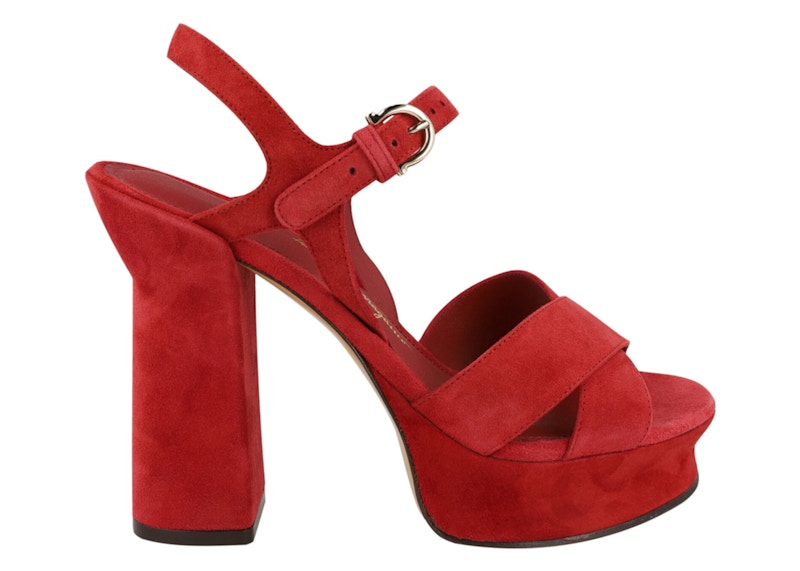 Ferragamo Sonya Suede Platform Sandals Rust