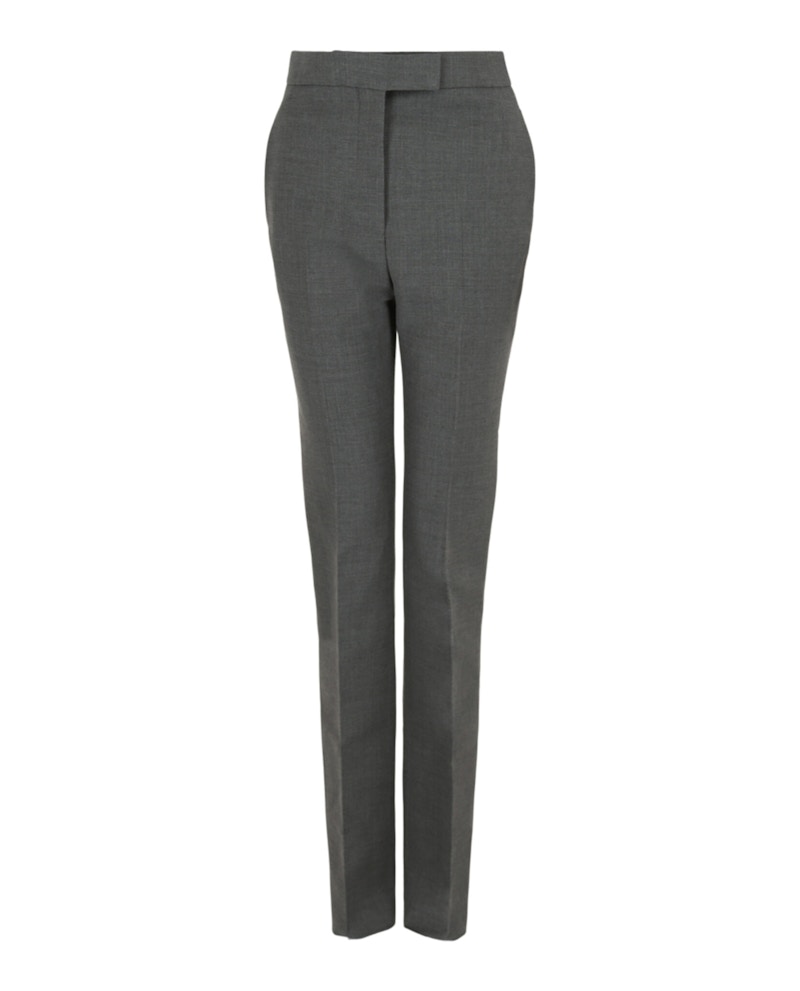 Ferragamo Straight Leg Wool Trousers Grijs
