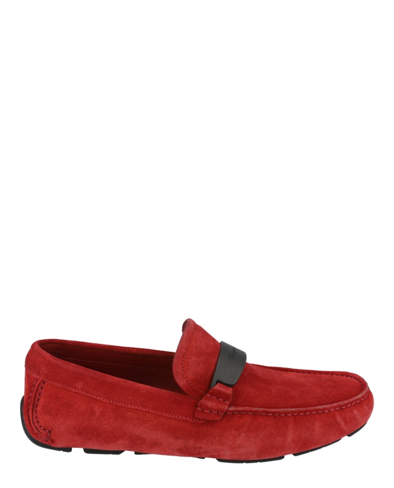 Ferragamo Switch Suede Drivers Rood