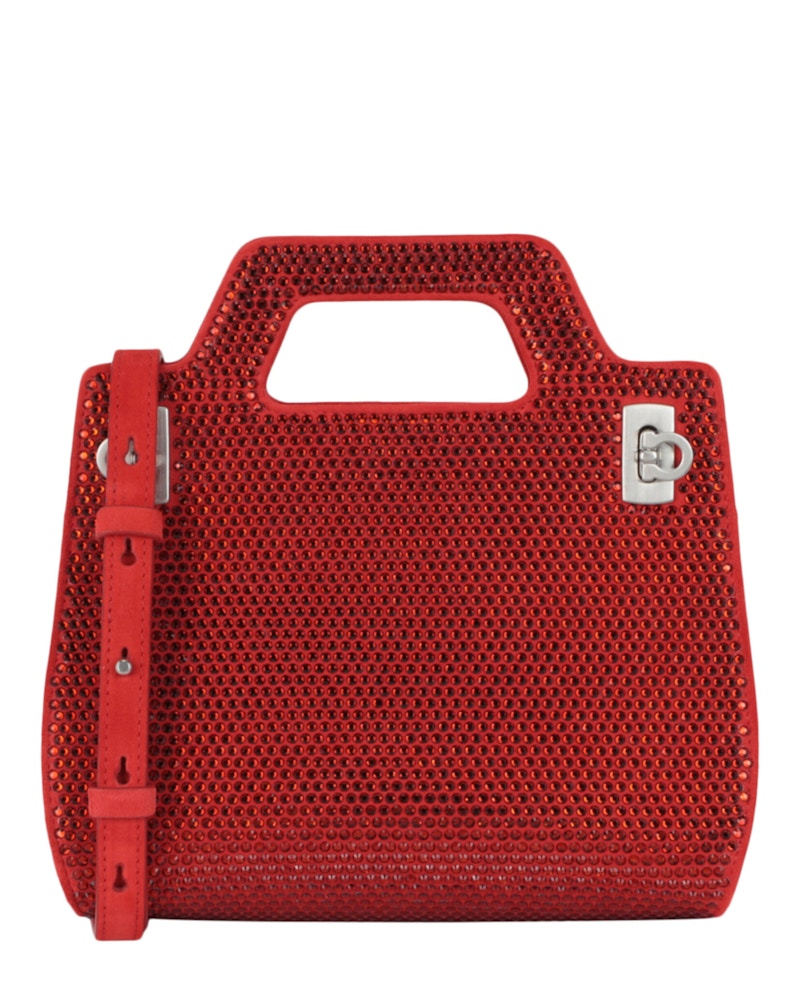 Ferragamo Wanda Mini Stain And Strass Top-Handle Bag Rood