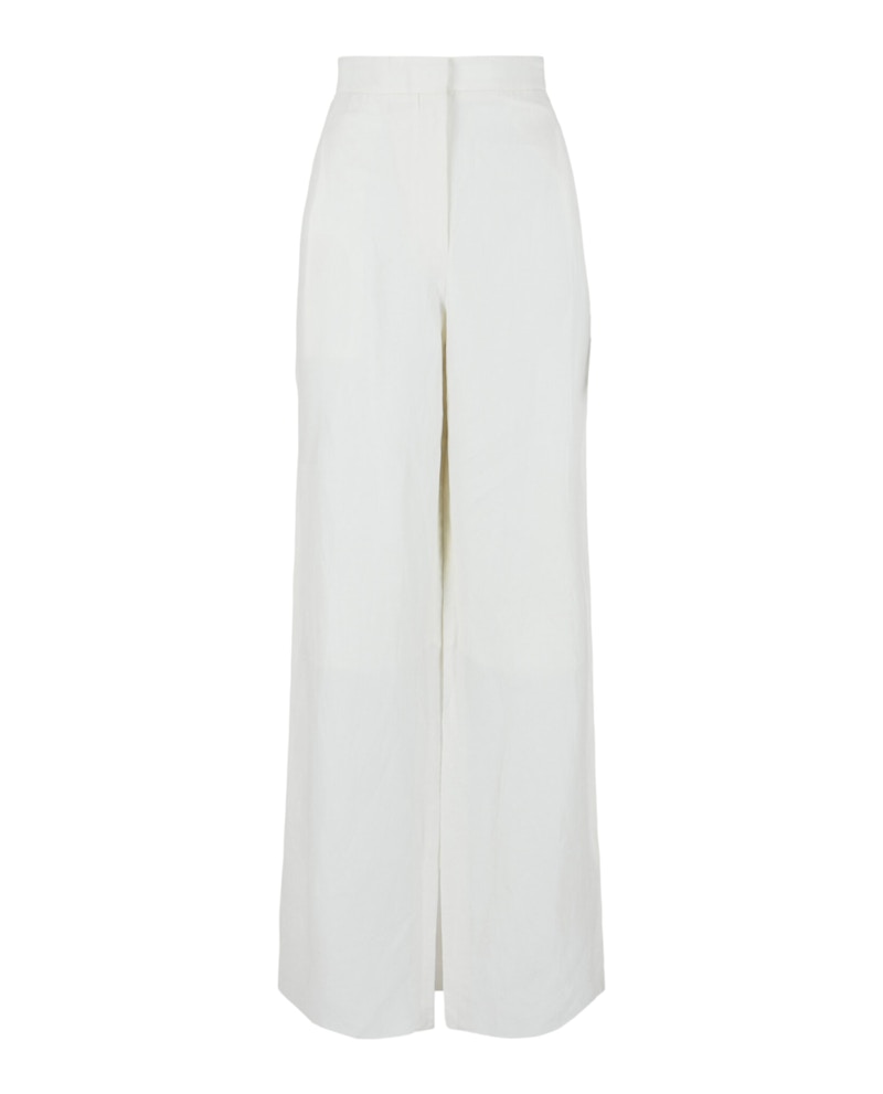 Ferragamo Wide-Leg Linen Pants Wit
