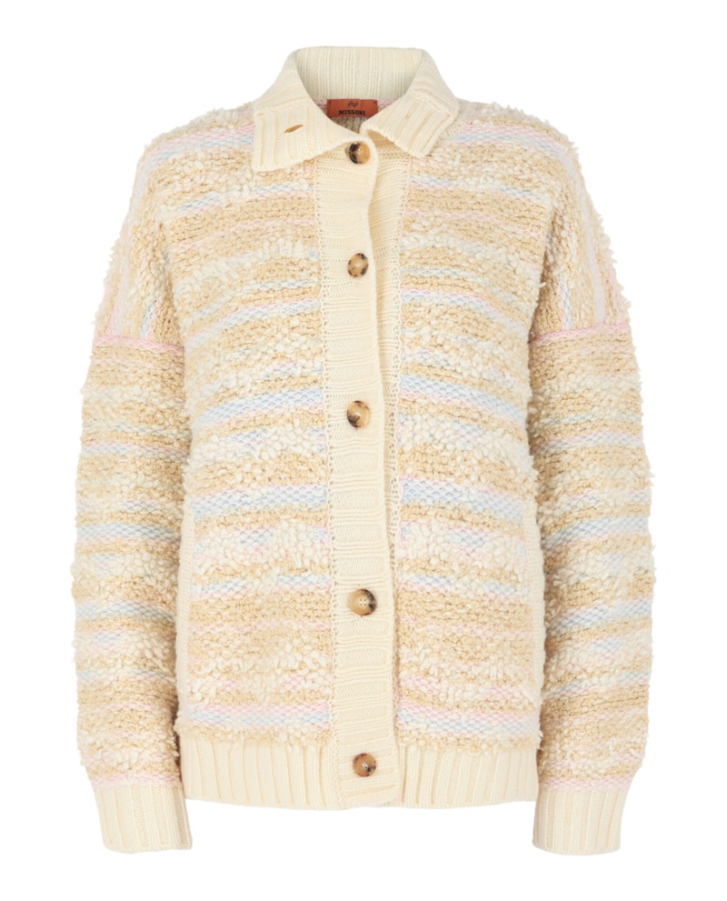 M Missoni Wool Blend Fleece Cardigan Multi Multicolor
