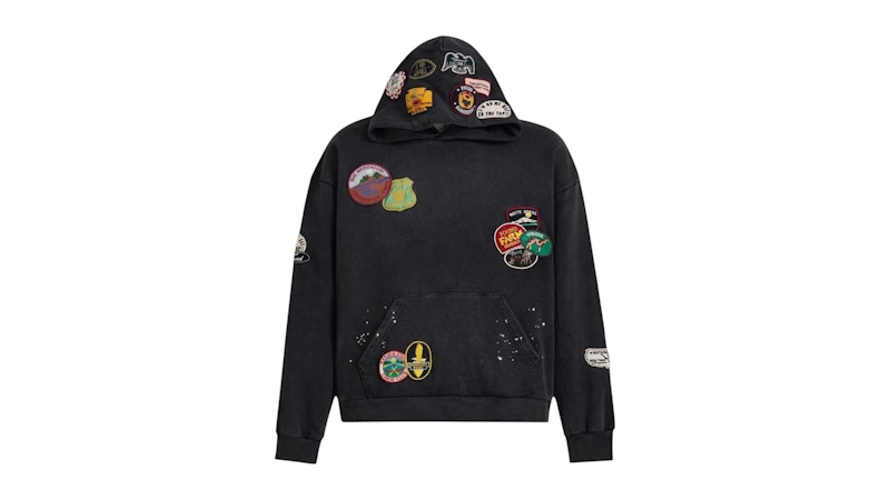 Found Assorted Patchwork Hoodie Zwart