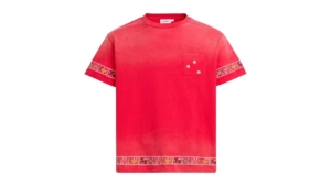 Found Embroidered Flower Border Tee Rood
