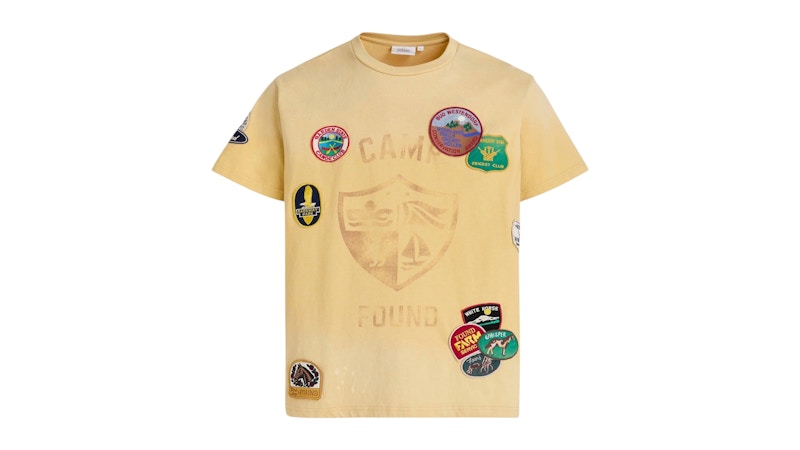 Found Embroidered Patches Camp Tee Geel