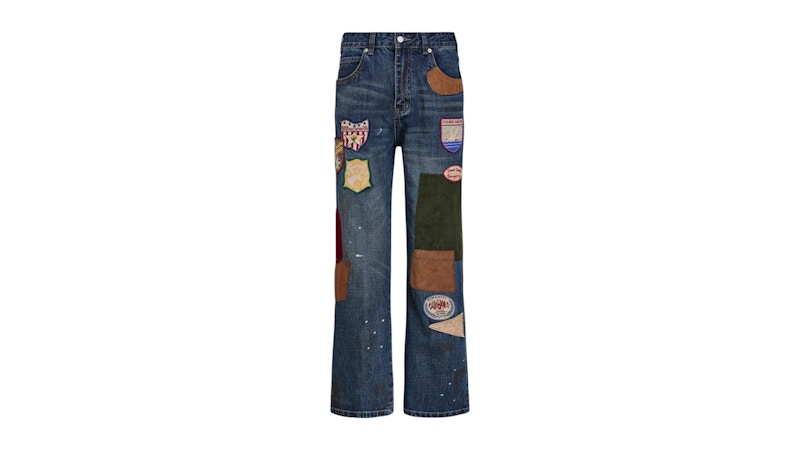 Found Patchwork Jeans Vintage Blauw