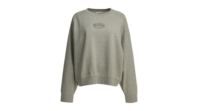 Ganni Crewneck Logo Sweatshirt Grijs
