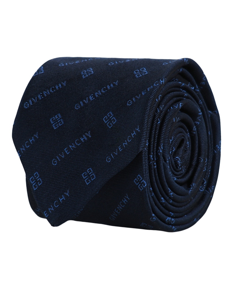 Givenchy Diagonal Logo Silk Tie Blauw