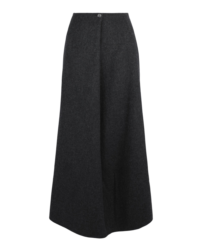 Givenchy Fold-Over Mid-Rise Wool-Blend Midi Skirt Dark Grijs