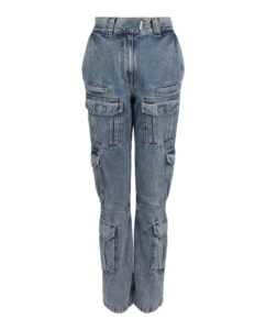Givenchy High-Rise Straight-Leg Cargo Jeans Light Blauw
