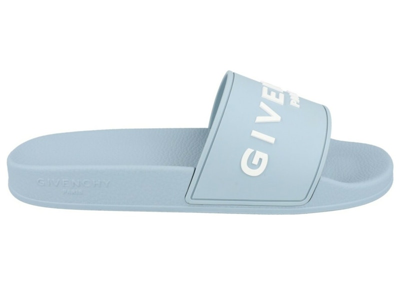Givenchy Logo Signature Slides Sky Blauw