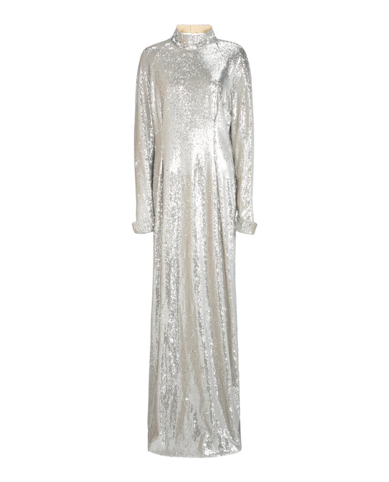 Givenchy Open-Back Sequin Gown Zilver