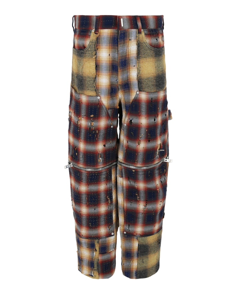 Givenchy Patchwork Plaid Wide-Leg Pants Multi Multicolor