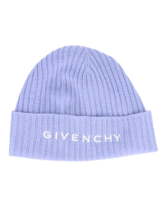 Givenchy Ribbed Embroidered Logo Beanie Light Blauw