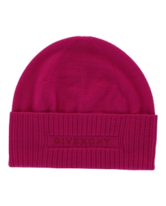 Givenchy Ribbed Embroidered Logo Beanie Peony Multi Multicolor