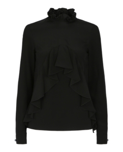 Givenchy Ruffled Silk Blouse Zwart