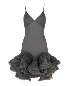 Givenchy Ruffled Silk Mini Dress Grijs