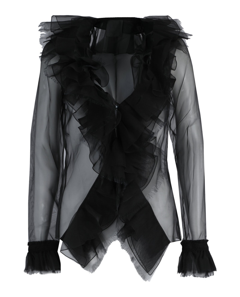 Givenchy Ruffled Silk-Organza Blouse Zwart
