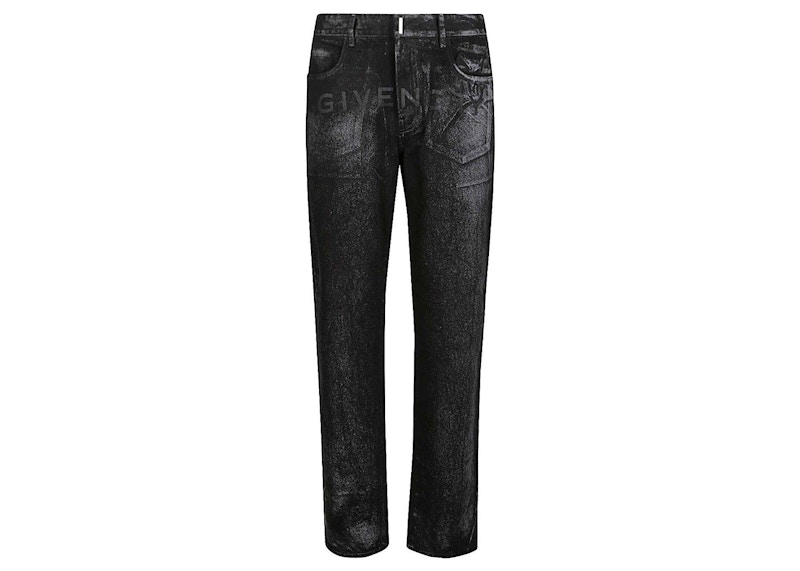 Givenchy Straight Reflective Painted Pattern Jeans Zwart