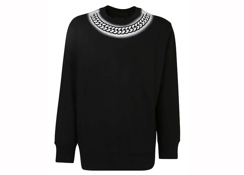 Givenchy Tag Effect Embossed Chain Collar Sweatshirt Zwart