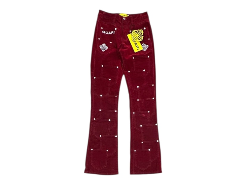 Guapi Pockets Flared Jeans Velvet Rood