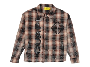 Guapi Rhinestone Flannel Shirt Mocha