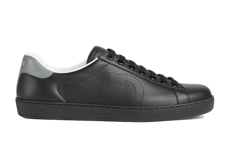 Gucci Ace Perforated Interlocking G Zwart