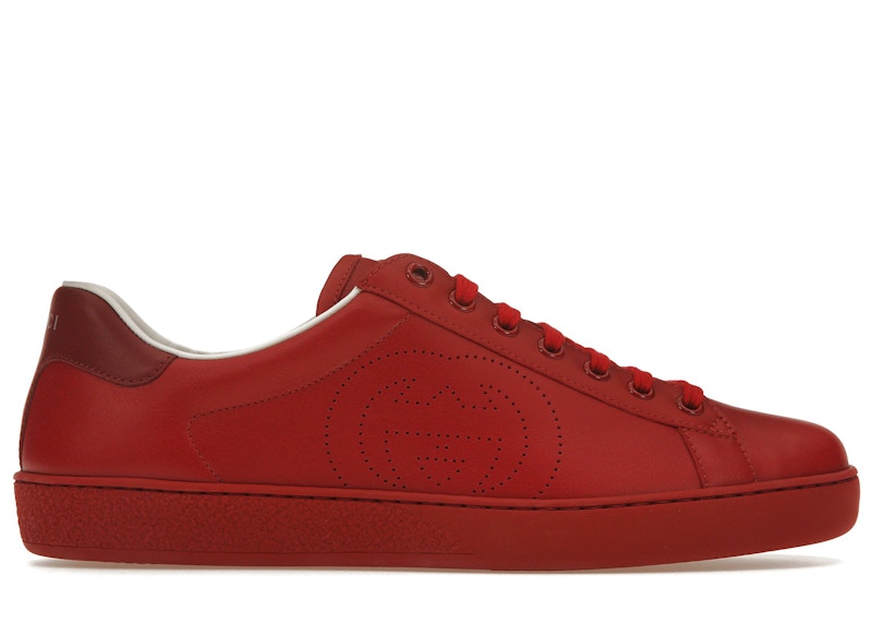 Gucci Ace Perforated Interlocking G Rood