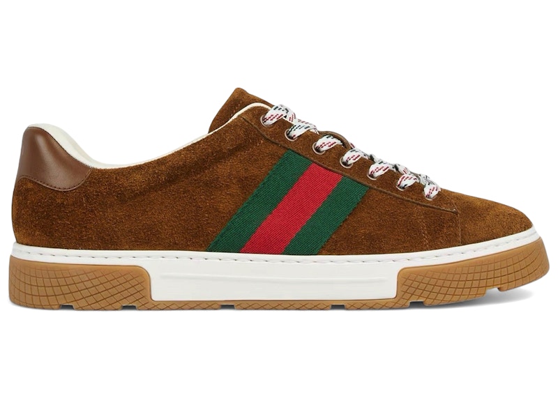 Gucci Ace Web Suede Bruin