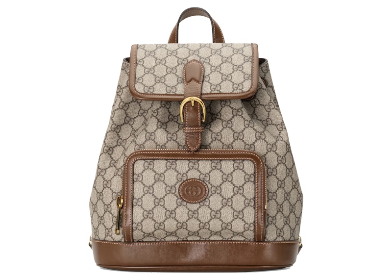 Gucci Backpack With Interlocking G /Ebony Beige