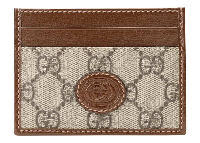 Gucci Card Case with Interlocking G /Ebony Beige