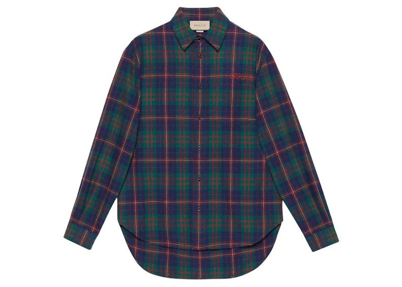 Gucci Check Pattern Shirt Groen