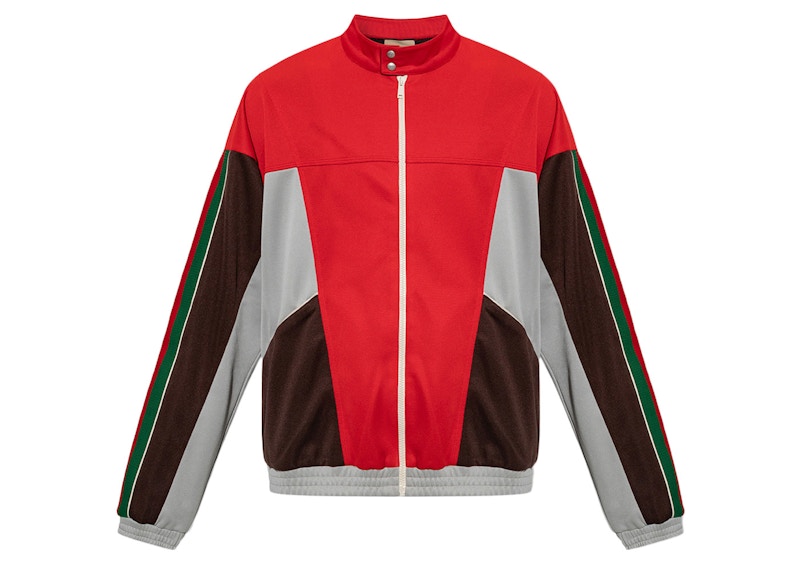 Gucci Color Block Zip Up Jacket Groen
