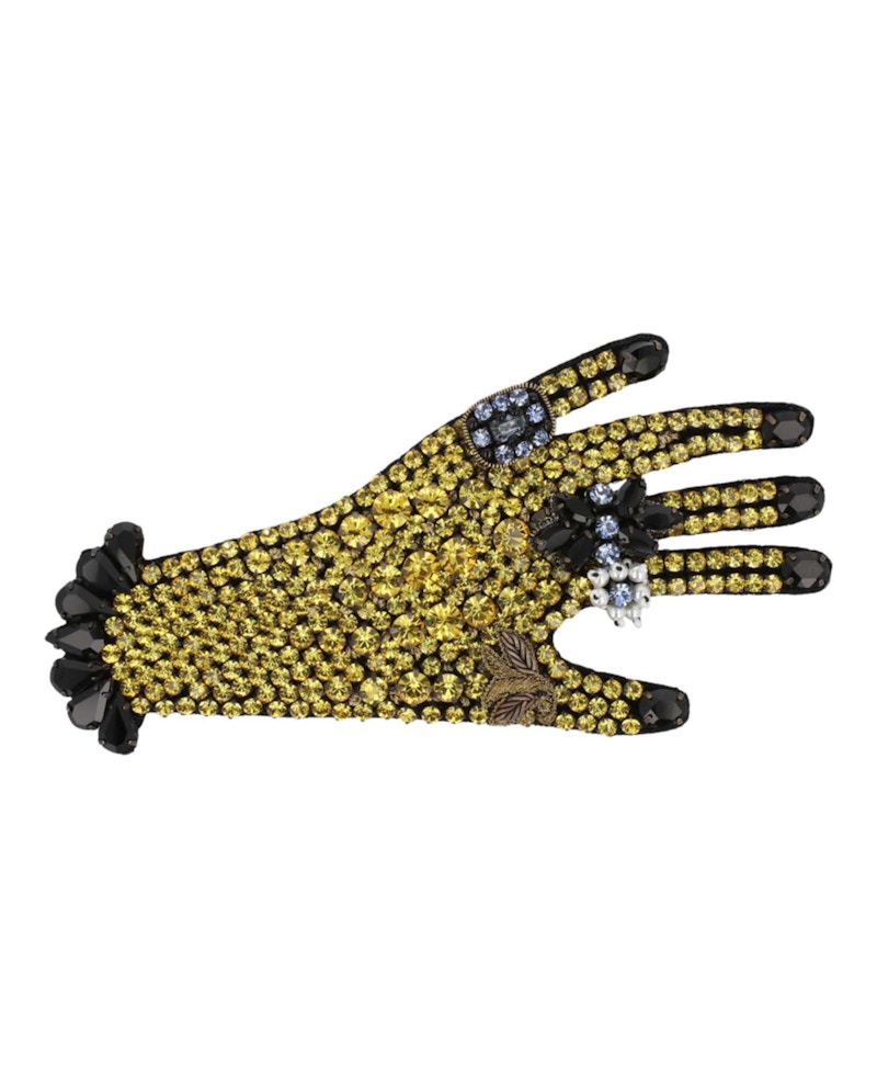Gucci Crystal-Embellished Hand Brooch Goud