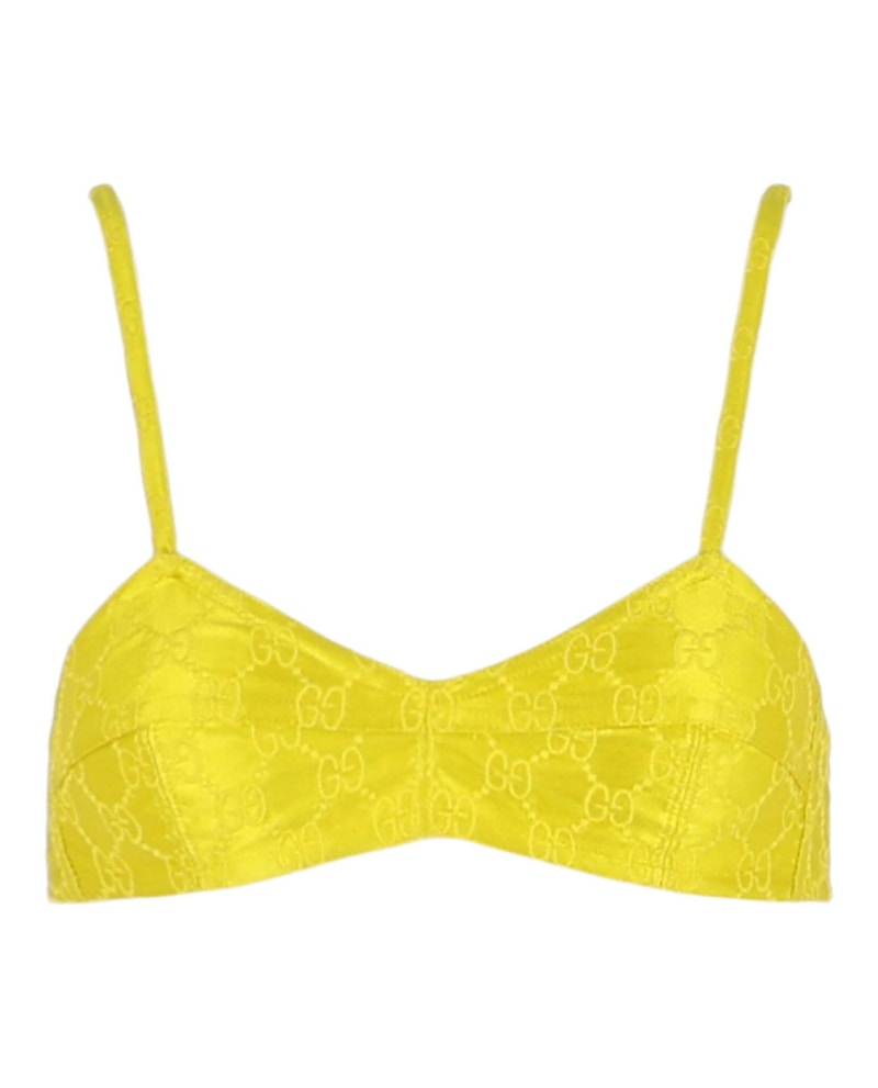Gucci Embroidered Silk Bra Geel
