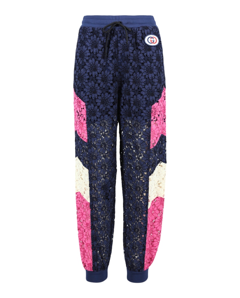 Gucci Floral Lace Track Pants Ink Multi Multicolor