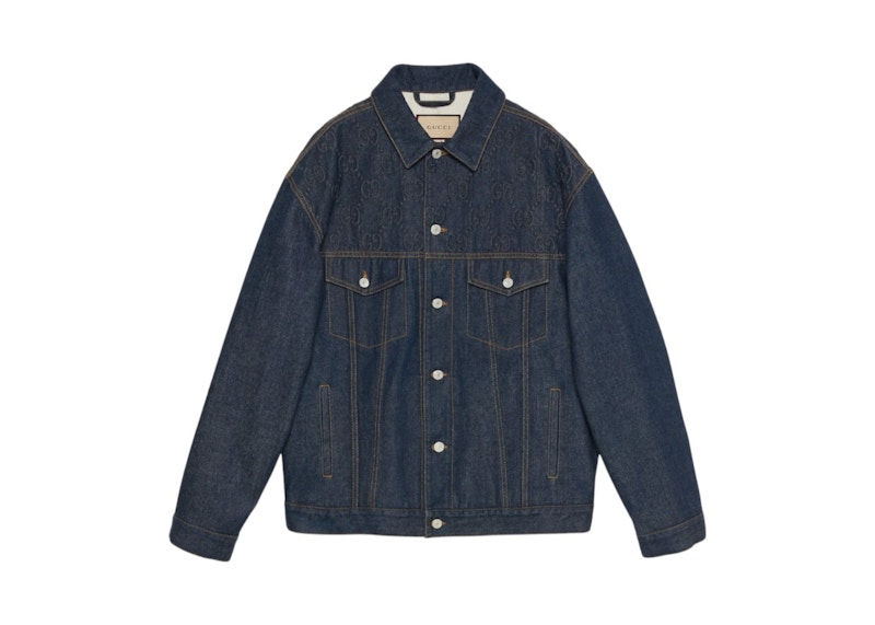 Gucci GG Embossed Detail Jacket Blauw