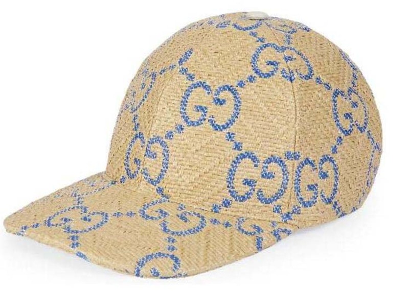 Gucci GG Raffia Effect Baseball Hat Blauw
