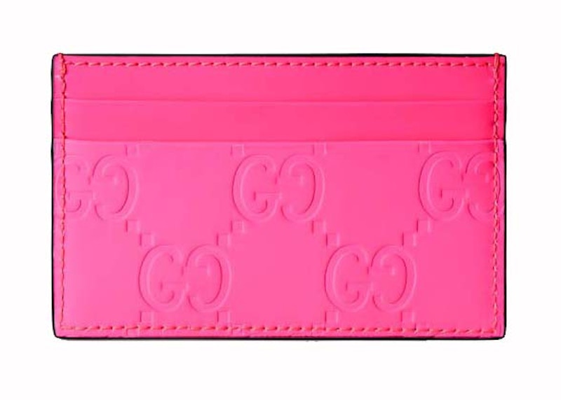 Gucci GG Rubber-Effect Card Case Fuchsia Paars