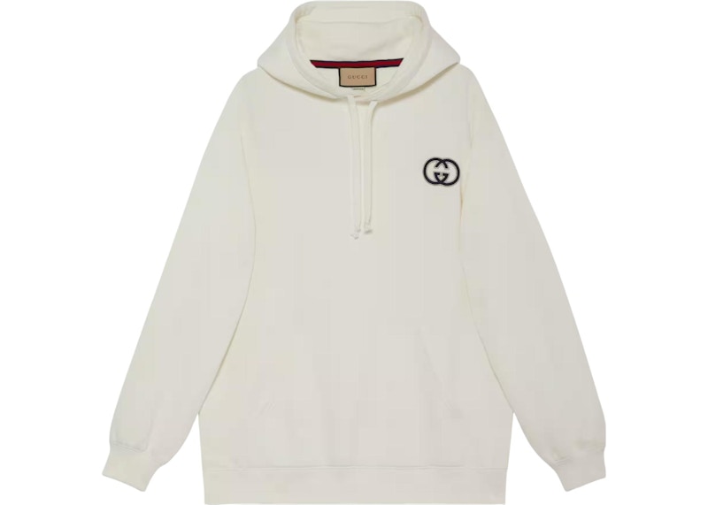 Gucci Interlocking G Drawstring Hoodie Ecru Creme