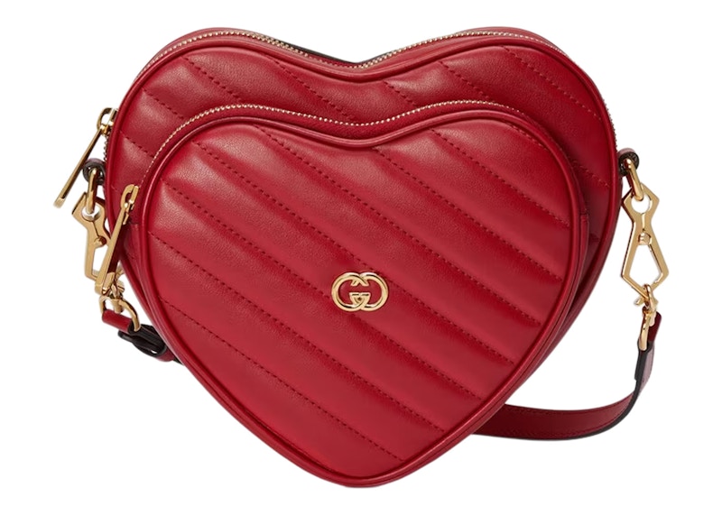 Gucci Interlocking G Mini Heart Shoulder Bag Rood
