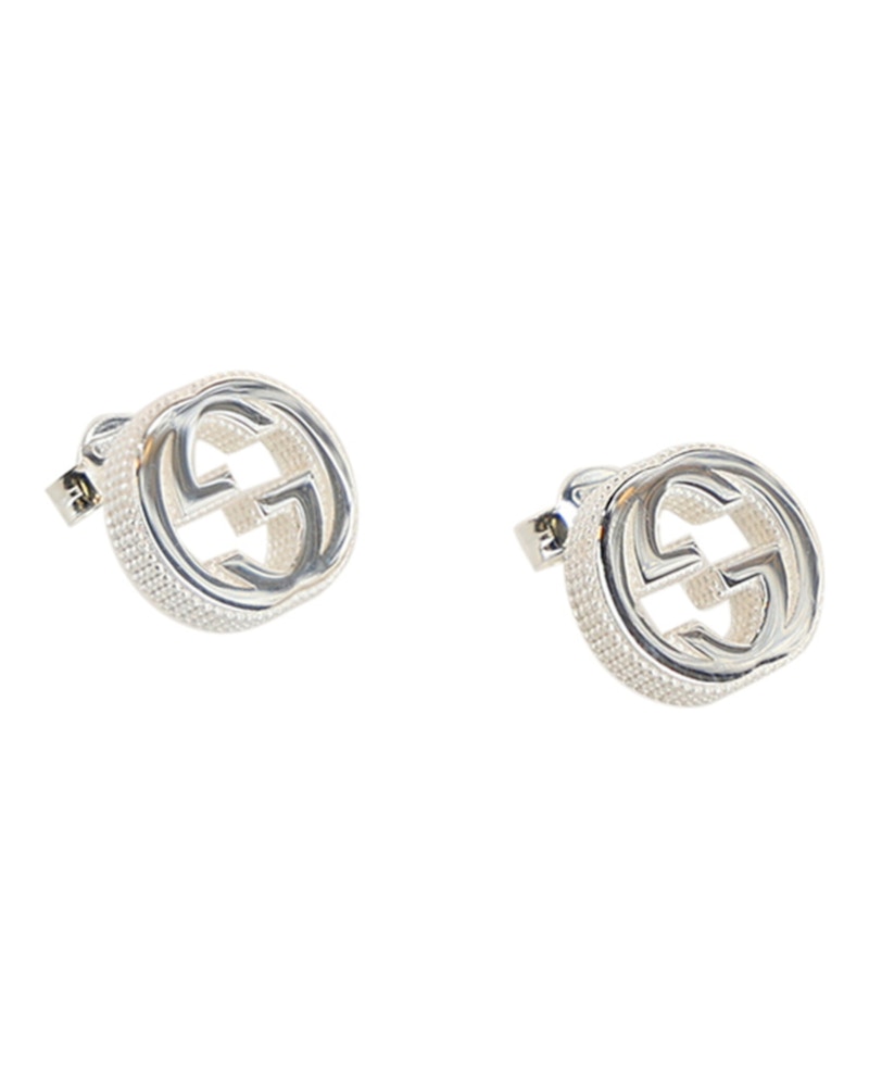 Gucci Interlocking G Textured Stud Earrings Zilver