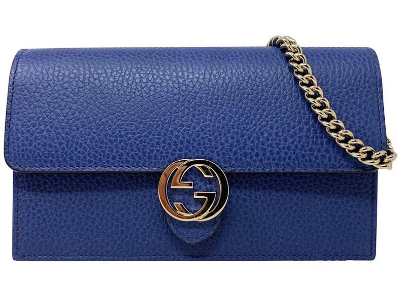 Gucci Interlocking GG Wallet On Chain Blauw