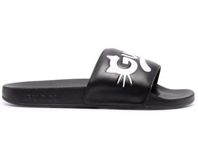 Gucci Kitty Logo Slides Zwart